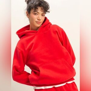 NEW Double Zero Ruby Red Hoodie Cozy Kangaroo Pocket Valentine Size Medium
